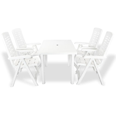 Set da Pranzo da Giardino 5 pz in Plastica Bianco