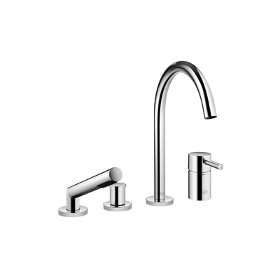 Meta vasca da bagno miscelatore a quattro fori per installazione a bordo vasca o bordo piastrelle 27632661, sporgenza 221 mm, colorazione: cromo