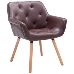 Sedia Poltroncina Cassidy con Fodera in Similpelle - Sedia Ospite rétro, Gambe in Legno - Sedia Poltroncina Sala Attesa Imbottita e con Braccioli Bordeaux Telaio: Natura (Rovere) en oferta