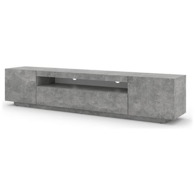 Lowboard Aura - Armadio Per Tv Da 200 Cm, Da Appendere O In Piedi, Universale, Per Tv, Credenza, Hifi (calcestruzzo Senza Led)