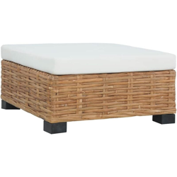 Poggiapiedi con Cuscino in Rattan Naturale - Marrone - Vidaxl en oferta