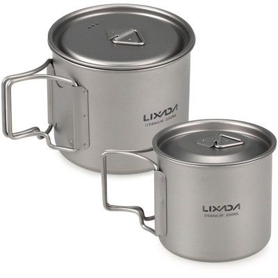 Lixada titanio esterno portatile set bicchiere pieghevole 550ml + 350ml