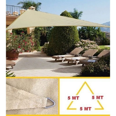 Marca - VELA OMBREGGIANTE TRIANGOLARE 5X5X5 MT SABBIA ECRU TELO OMBRA A TRIANGOLO *32497
