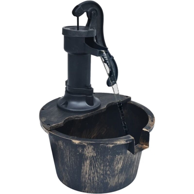 Fontana da Giardino Barile con Pompa - Marrone - Vidaxl