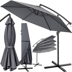 Ombrellone decentrato idrorepellente a braccio laterale 300 - 330 cm con manovella Blu, 350 cm precio