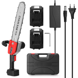 Asupermall - 11,5 pollici, 21 V, motosega elettrica a batteria, attrezzi per giardinaggio e lavorazione del legno con una sola mano, due batterie e precio