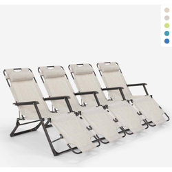 4 Sedie sdraio spiaggia giardino pieghevole multiposizione Emily Lux Zero Gravity | Grigio precio