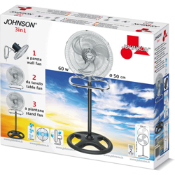 Ventilatore 3in1 a piantana da tavolo alla parete 55W oscillante acciaio - Johnson características