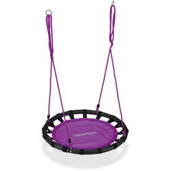 Relaxdays - Altalena da Giardino a Nido, per Bambini e Adulti, Regolabile, Ø 80 cm, Portata Max. 100 kg, Viola en oferta