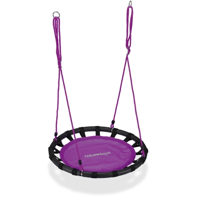 Relaxdays - Altalena da Giardino a Nido, per Bambini e Adulti, Regolabile, Ø 80 cm, Portata Max. 100 kg, Viola