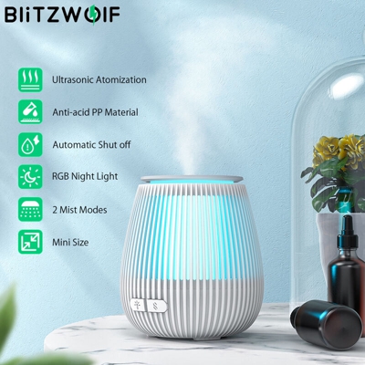 BlitzWolf 1100ml Mini diffusore di olio aromatico Aromaterapia Umidificatore d'aria Purificatore Luce RGB Atomizzazione ad ultrasuoni con 2 modalit