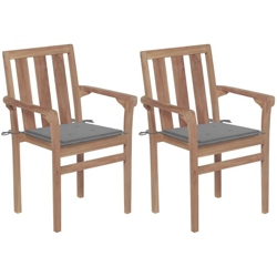 Sedie da Giardino 2 pz con Cuscini Grigie Massello di Teak - Grigio - Vidaxl en oferta