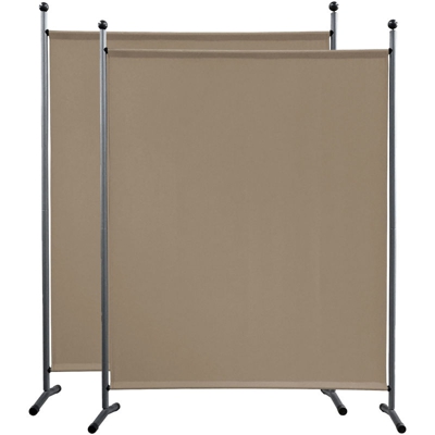 2 Pezzi Paravento da Giardino 150 x 190 cm Divisorio in Tessuto Protezione della Privacy Beige