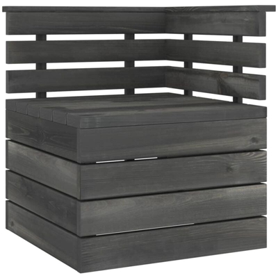 vidaXL Divano Angolare da Giardino Pallet Legno di Pino Grigio Scuro - Grigio