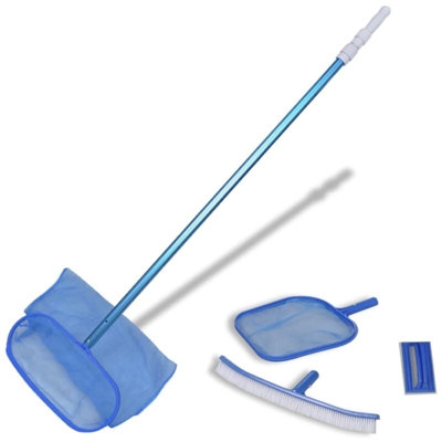 Vidaxl - Set pulizia piscina spazzola 2 schiumatoi foglie 1 palo telescopico - Blu