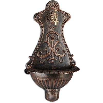 Fontana da Parete, Giardino, Stile Antico, Rubinetto, Vaschetta, da Parete, HxLxP: 66 x 37 x 19,5 cm, Bronzo