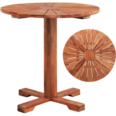 Asupermall - Tavolo a Piede Centrale Legno Massello Acacia 70x70 cm Rotondo