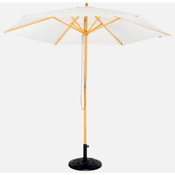 Ombrellone dritto, forma: rotonda, in legno, 3m - modello: Cabourg, colore: Ecru - palo centrale in legno, Ø300cm, sistema di apertura manuale, características