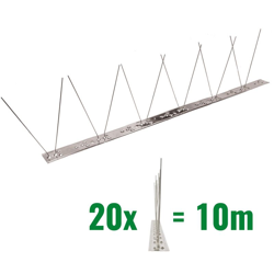 Pestsystems - 10 metri Dissuasori di picchi anti-piccione V2A con base di acciaio inossidabile flessibile -1-striscia di Picchi antipiccione la características