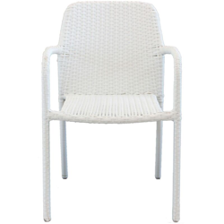 Milani Home - Poltrona In Wicker Bianco Intreccio In Rattan Sintetico Da Esterno Giardino, Per Ristorante Albergo en oferta