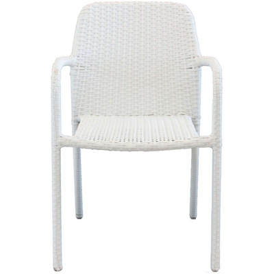 Milani Home - Poltrona In Wicker Bianco Intreccio In Rattan Sintetico Da Esterno Giardino, Per Ristorante Albergo