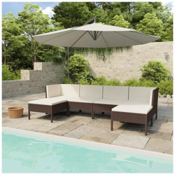 Set Divani Da Giardino 6 Pz Con Cuscini In Polyrattan Marrone en oferta