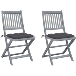 vidaXL Sedie da Giardino Pieghevoli 2pz con Cuscini in Massello Acacia - Antracite precio