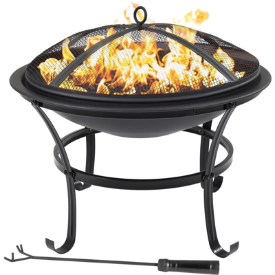 Ecd Germany - Braciere focolare da giardino in acciaio con griglia 2 in 1 per barbecue esterno