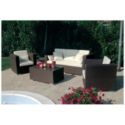 Abellinum - Salotto Da Giardino Completo Di Cuscini Intreccio In Rattan Sintetico en oferta