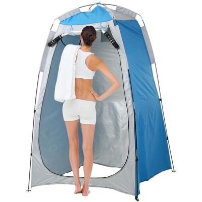 Asupermall - Tenda da esterno blu e grigia + chiodi da pavimento + corda del vento