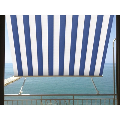 Tenda Sole Caduta 2,5X2,5 Mt Senza Cassonetto Bracci Bianca Blu Balcone 515