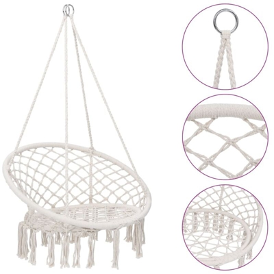 vidaXL Sedia a Dondolo in Stile Amaca 80 cm Beige - Beige