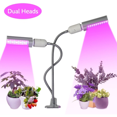 Luce di coltivazione a clip USB Doppia testa Area di illuminazione a 360 ¡ã 5 Luminosita LED a spettro completo Lampada per coltivazione di piante