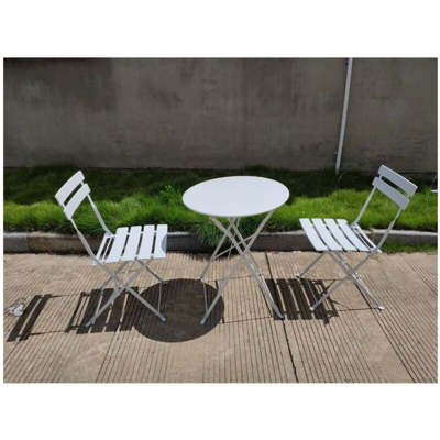 55877 Set Bistro Giotto In Acciaio Tortora - Tavolo + 2 Sedie