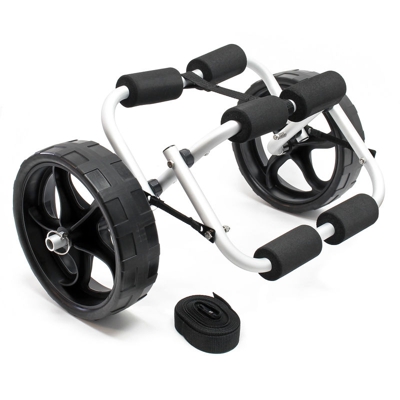 Carrello di trasporto pieghevole alluminio 45kg ruote PU con cintura per kayak canoa barca