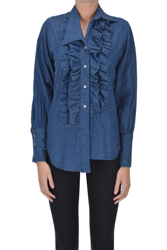 Ruched denim shirt en oferta