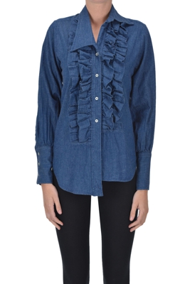 Ruched denim shirt