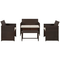 Set Divani da Giardino 4 pz con Cuscini in Polyrattan Marrone en oferta