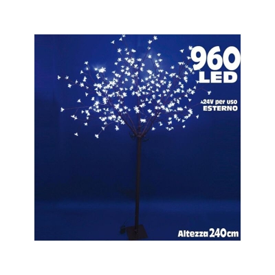 Albero Di Natale Luminoso Ciliegio Per Esterno 960 Led H 240 Cm Bianco Freddo