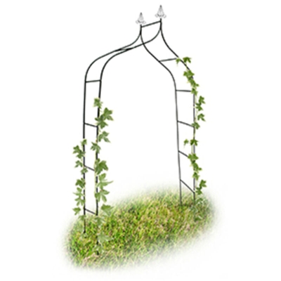 Arco per Rose Rampicanti, 255x140x38 cm, Struttura Resistente alle Intemperie, Design Romantico, Verde Scuro