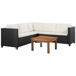 Set Divani Da Giardino 15 Pz Polyrattan Nero E Bianco en oferta