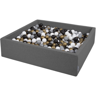 120X30cm/1000 Palline ? 7CM Quadrato Piscina Di Palline Colorate Per Bambini Fabbricato In EU, Grigio Scuro:Bianco/Grigio/Nero/Oro - grigio