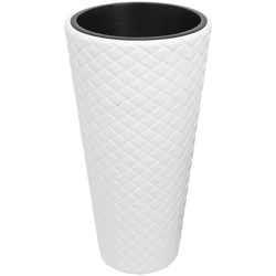 Vaso di fiori alto in rattan sintetico 23 litri bianco 30 x 55 cm en oferta