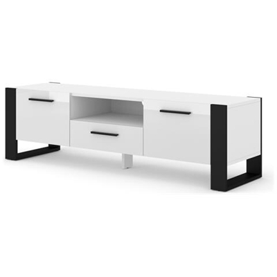 Tv Stand Nuka - Mobile Basso Per Tv, 160 Cm, Colore: Bianco Opaco