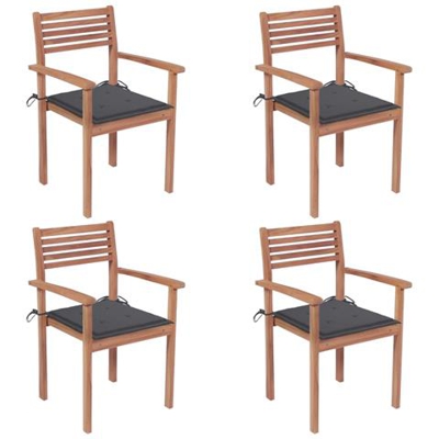 Sedie Da Giardino 4 Pz Con Cuscini Antracite Massello Di Teak