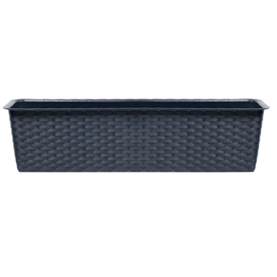 Vaso di fiori rettangolare larga, di grande capacità, 13,5 L Ratolla di plastica di colore Antracite, 14,5 (altezza) x 78,3 (larghezza) x 17,3