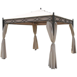 Gazebo 3 X 3 In Metallo Ferro Nero Con Pareti Laterali Beige Per Esterno E Giardino en oferta