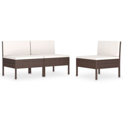 Sedie da Giardino 3 pz con Cuscini in Polyrattan Marroni - Marrone - Vidaxl precio