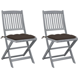 vidaXL Sedie da Giardino Pieghevoli 2pz con Cuscini in Massello Acacia - Grigio talpa características