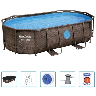 Bestway Set Piscina Power Steel 427x250x100 cm - Marrone